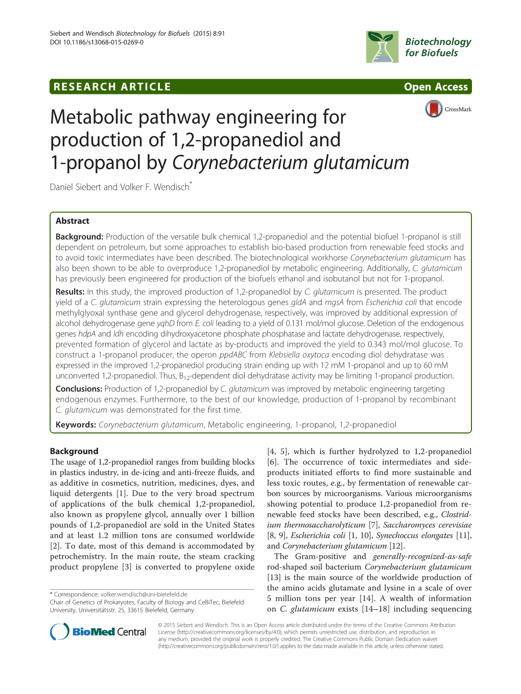 Corynebacterium Glutamicum Daniel Siebert and Volker F