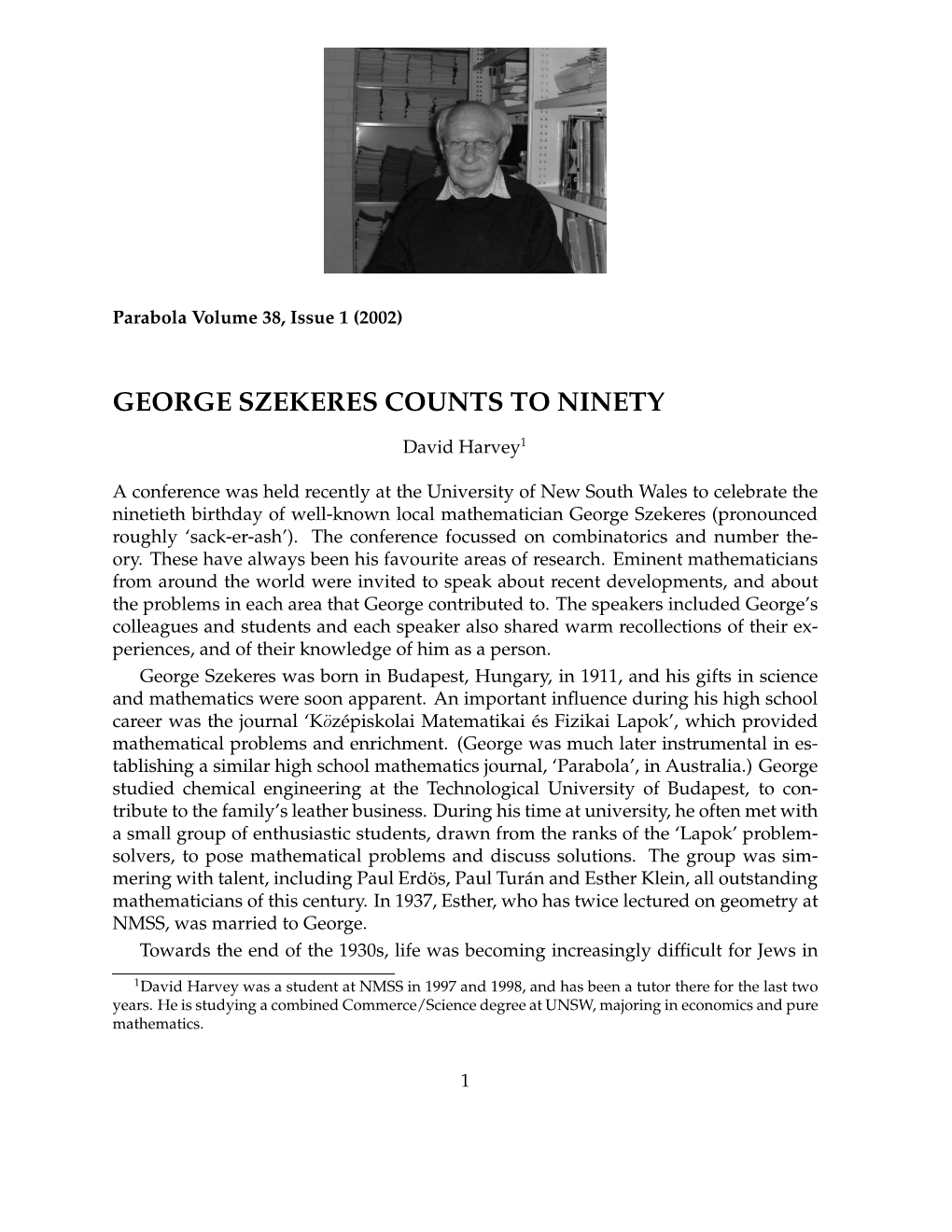George Szekeres Counts to Ninety