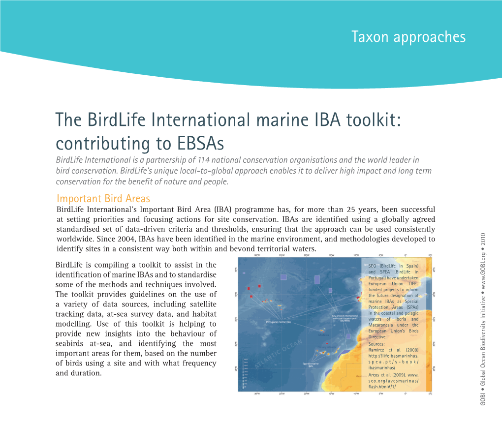 The Birdlife International Marine IBA Toolkit