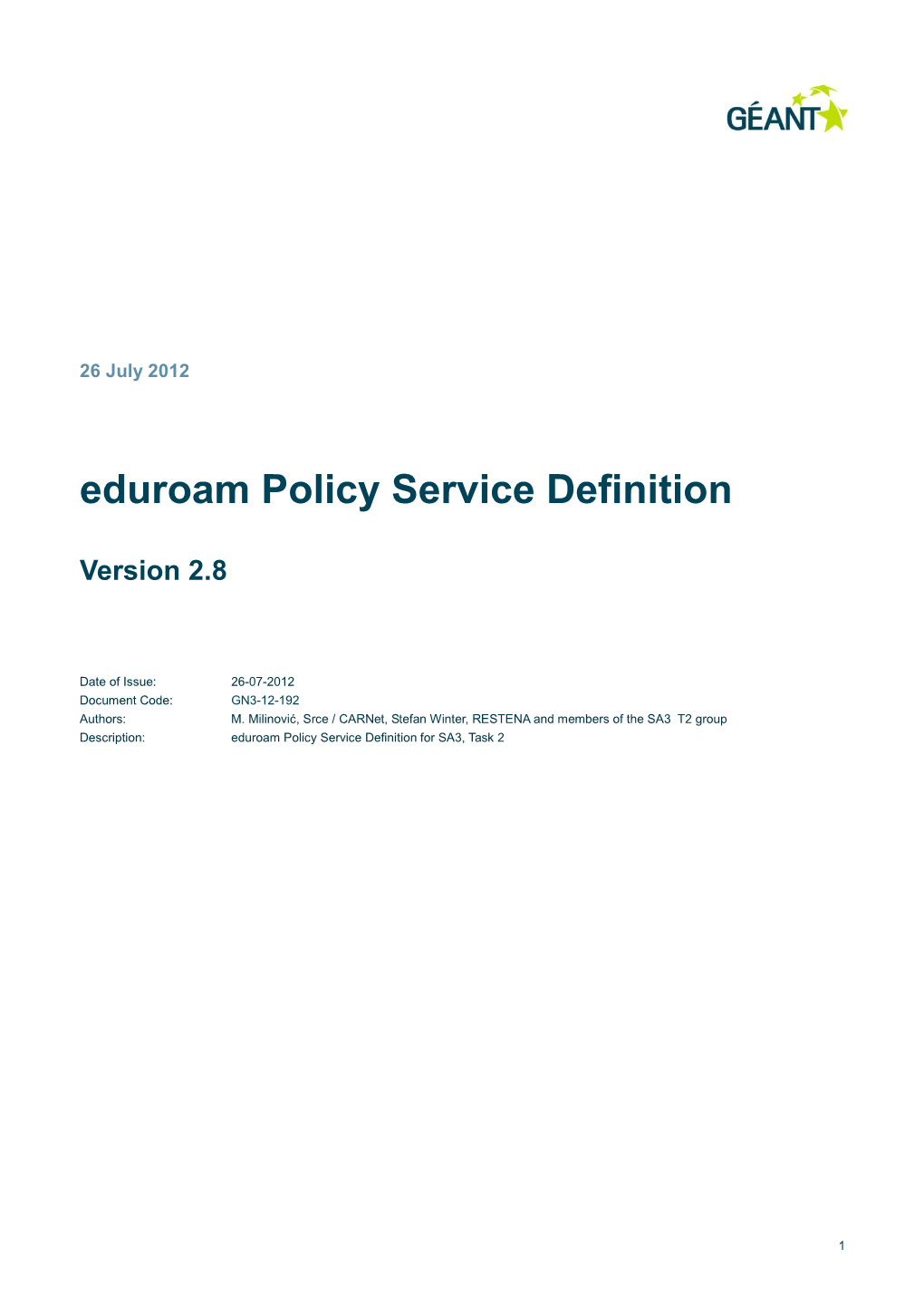 Eduroam Policy Service Definition