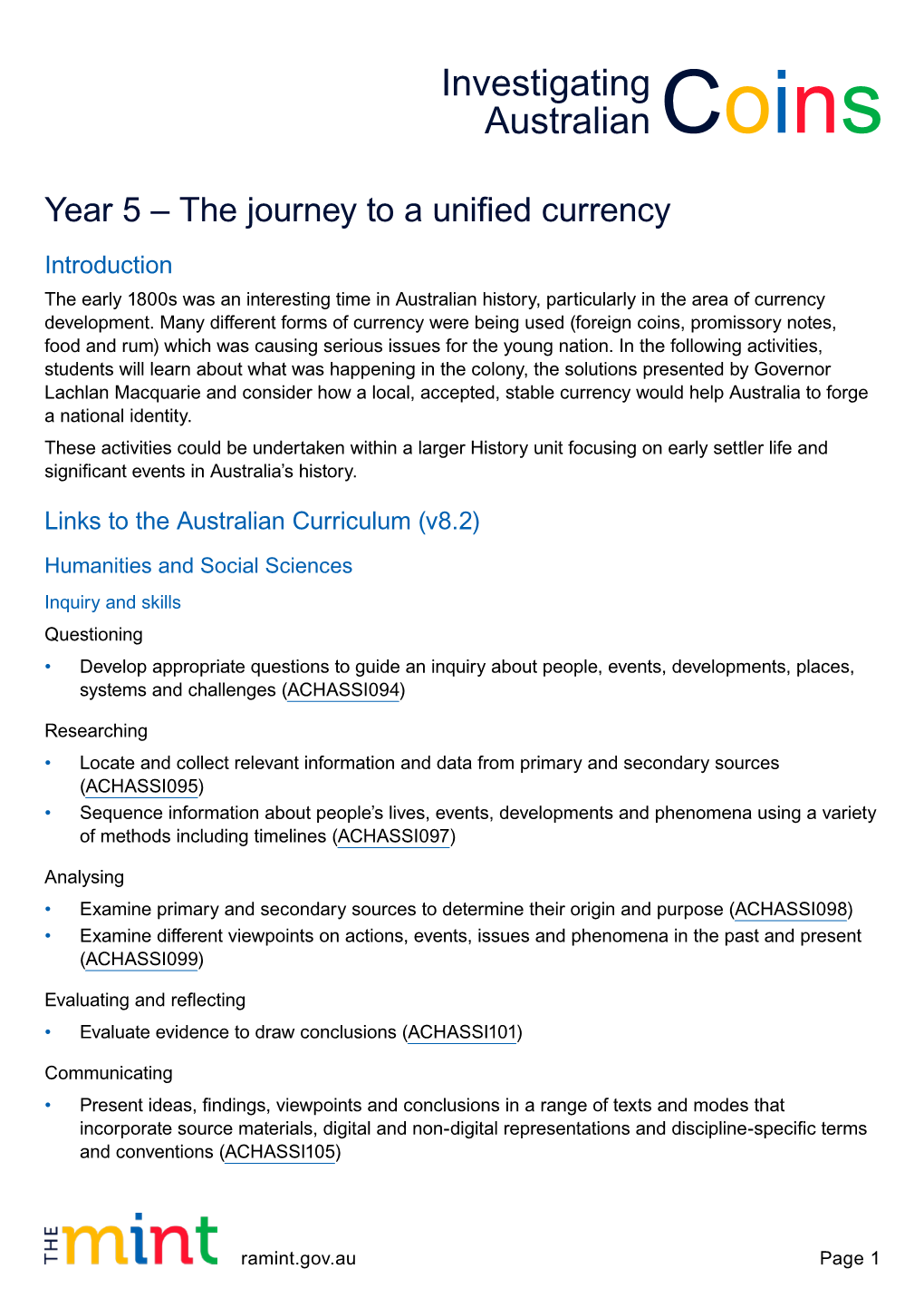 Year 5 – the Journey to a Unified Currency