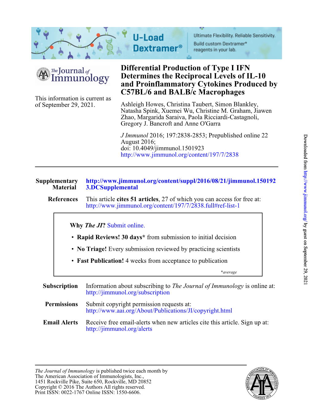Differential Production of Type I IFN