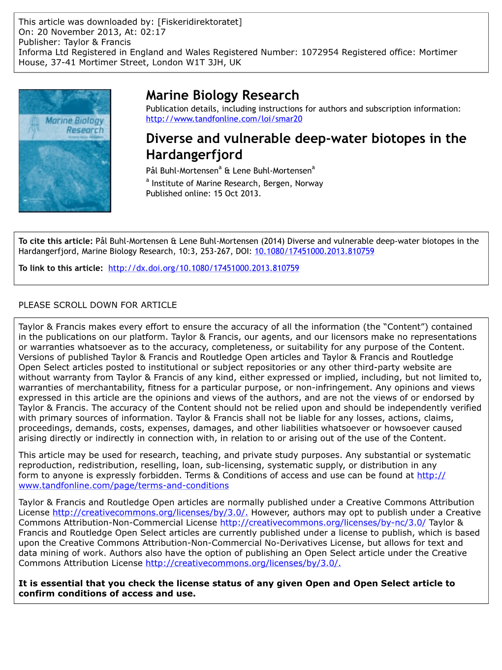 Diverse and Vulnerable Deep-Water Biotopes in the Hardangerfjord