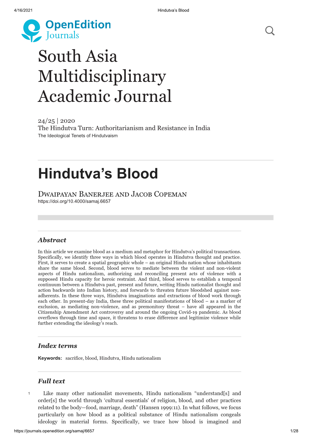 South Asia Multidisciplinary Academic Journal