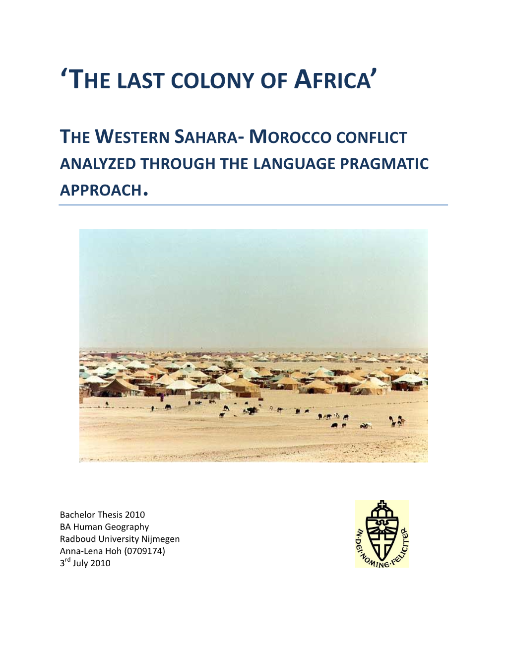 The Western Sahara- Morocco Conflict Analyzed Through the Language Pragmatic Approach