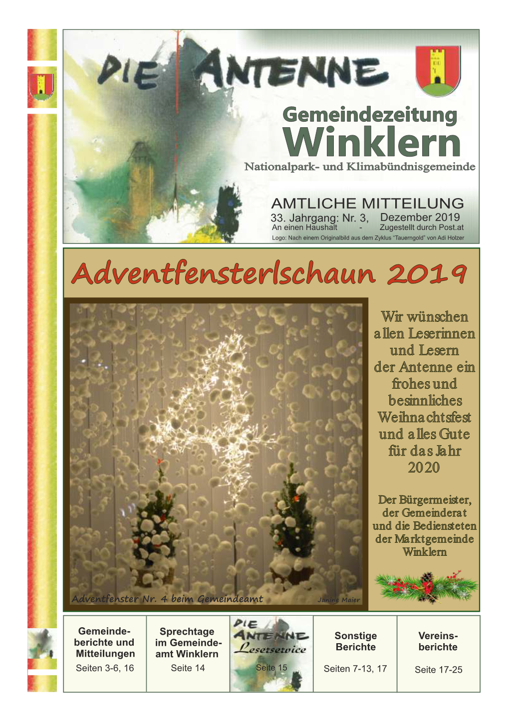 Gemeindezeitung Winklern Nationalpark- Und Klimabündnisgemeinde