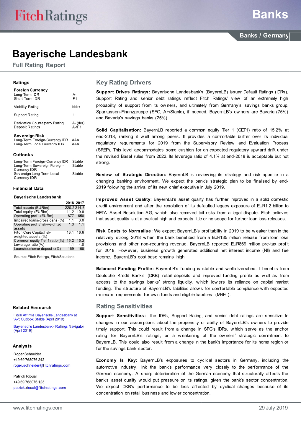 Bayerische Landesbank Full Rating Report