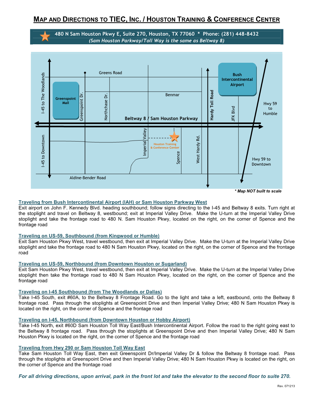 Map and Directions to Tiec, Inc. / Houston Training & Conference Center