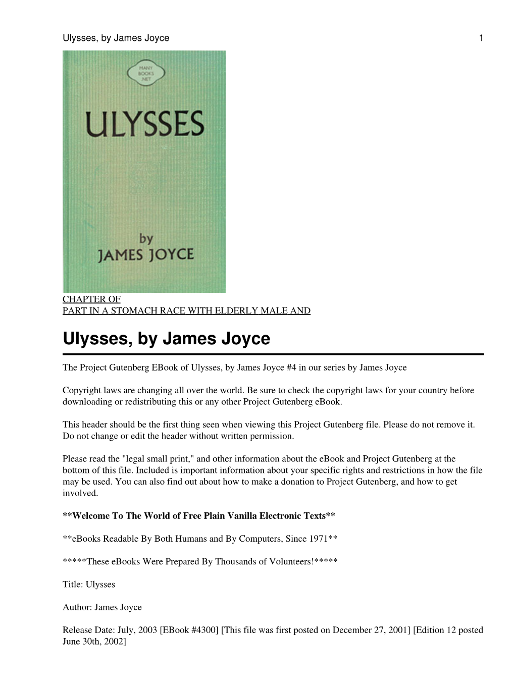 Ulysses, by James Joyce 1