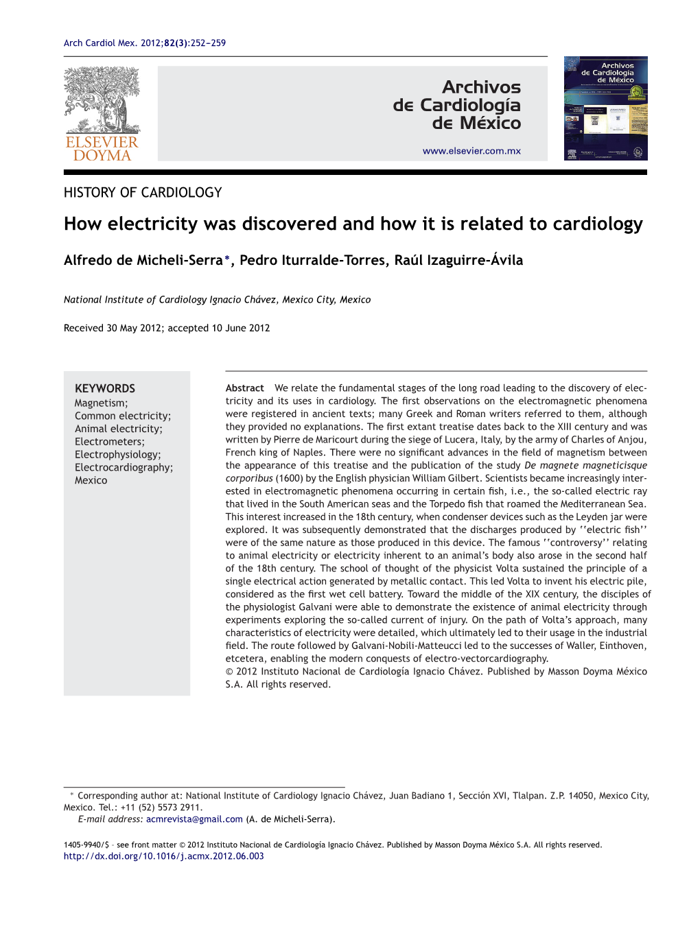 How Electricity Was Discovered and How It Is Related to Cardiology