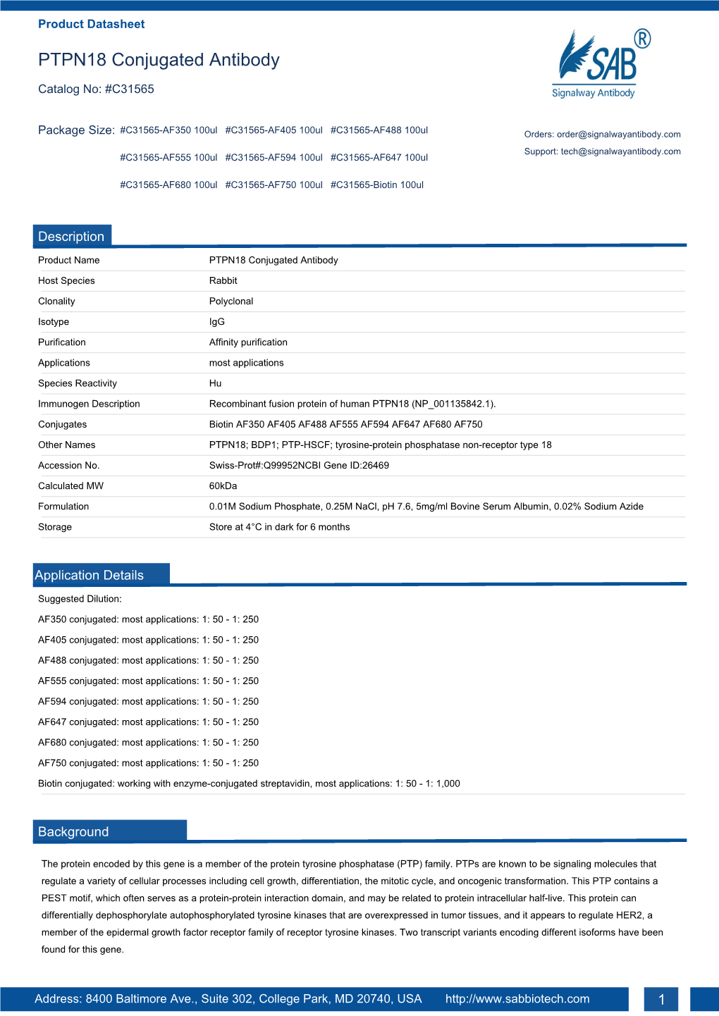 PTPN18 Conjugated Antibody