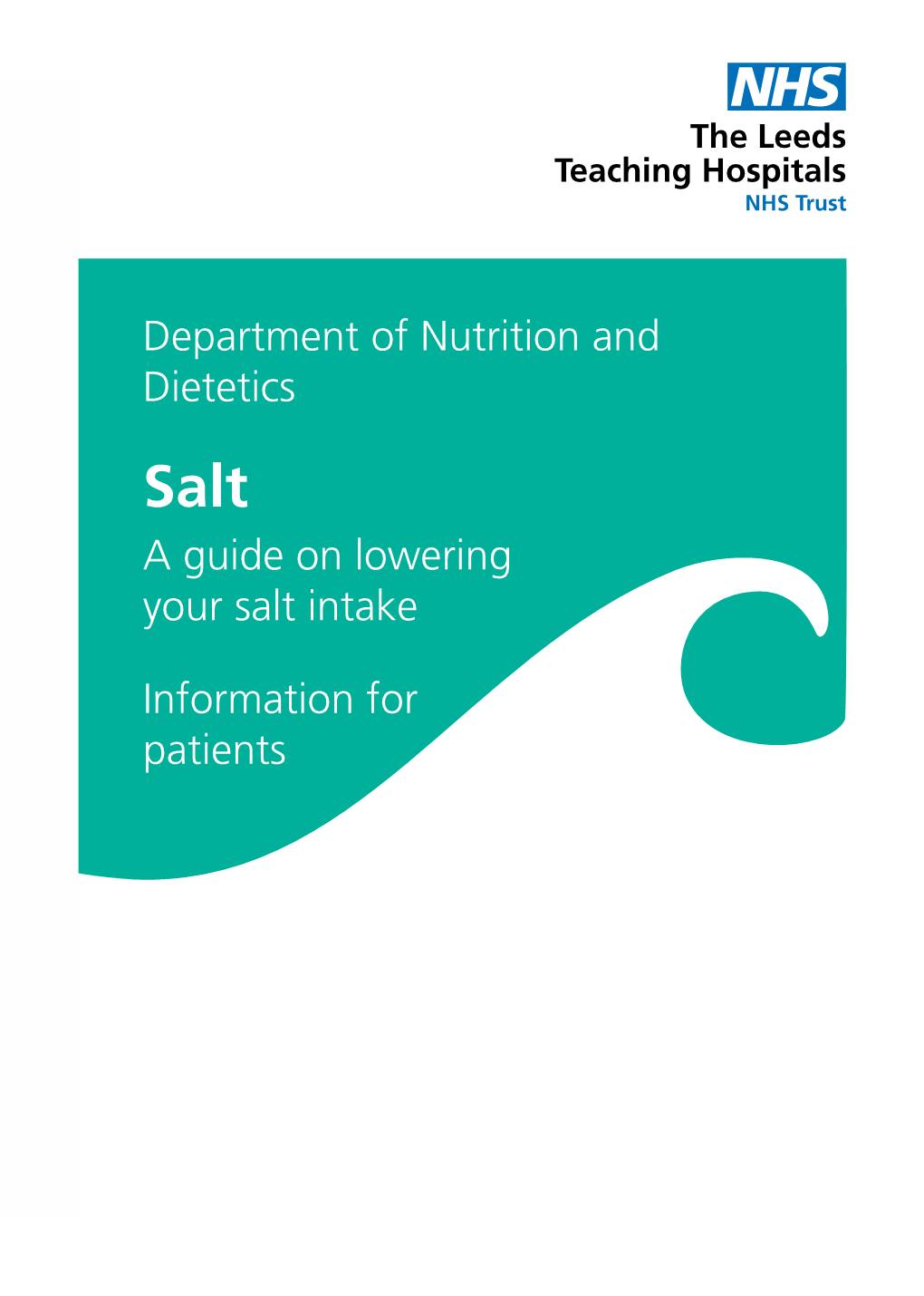 Department of Nutrition and Dietetics a Guide on Lowering Your Salt Intake