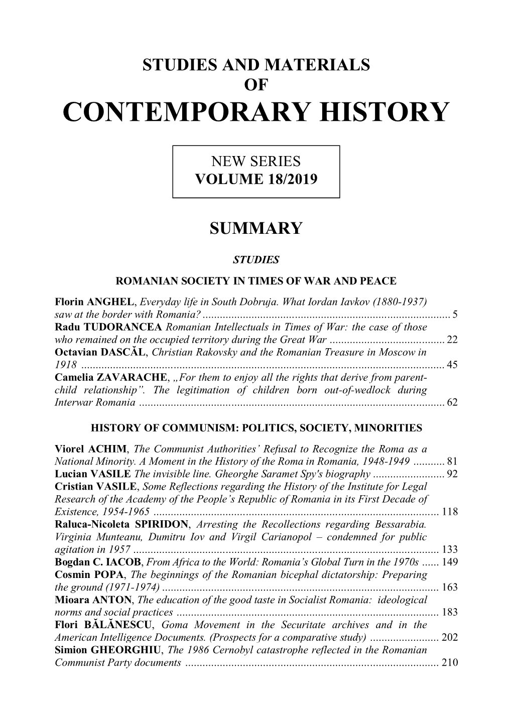 Contemporary History