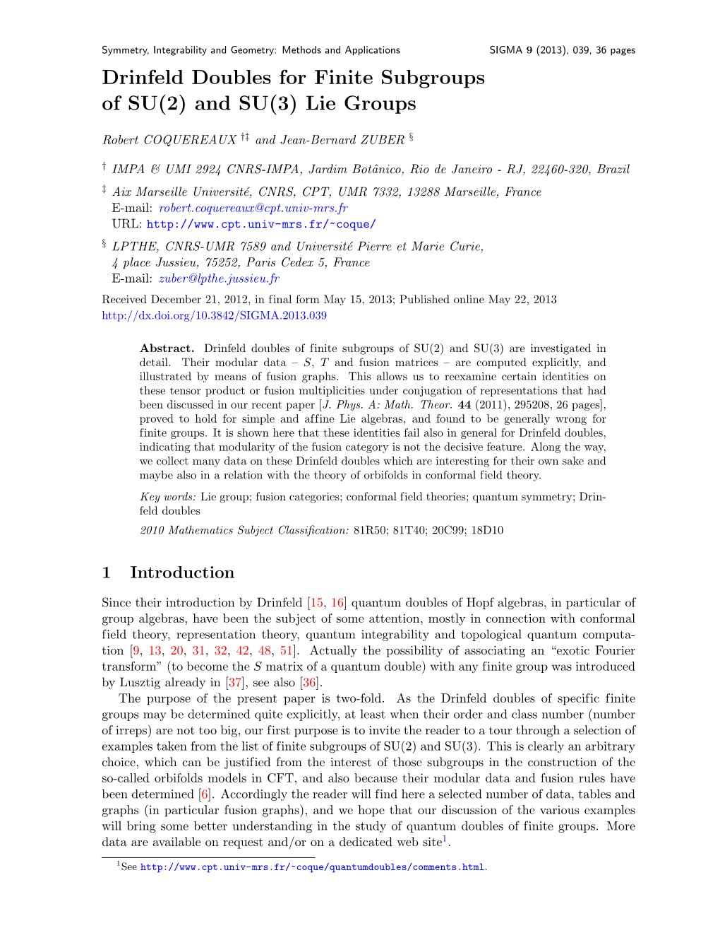 Drinfeld Doubles for Finite Subgroups of SU(2) and SU(3) Lie Groups