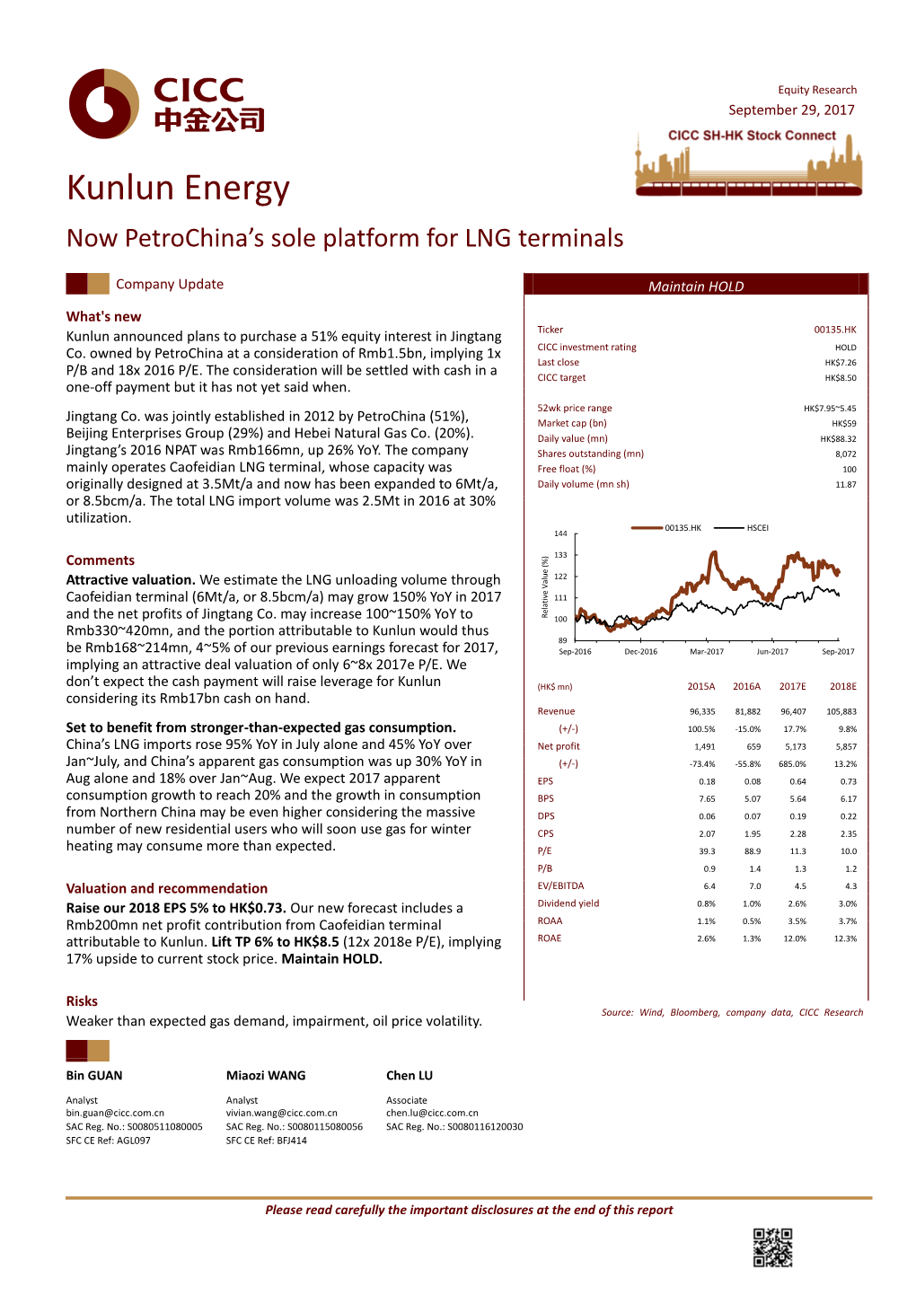 Kunlun Energy Now Petrochina’S Sole Platform for LNG Terminals