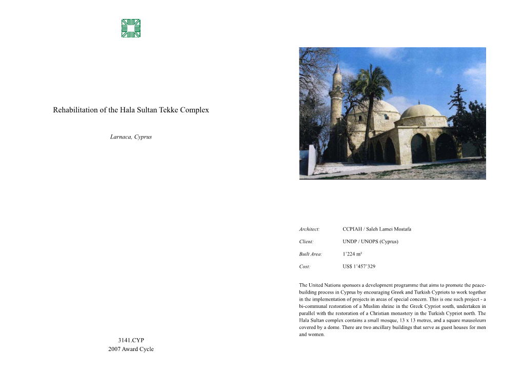 Rehabilitation of the Hala Sultan Tekke Complex