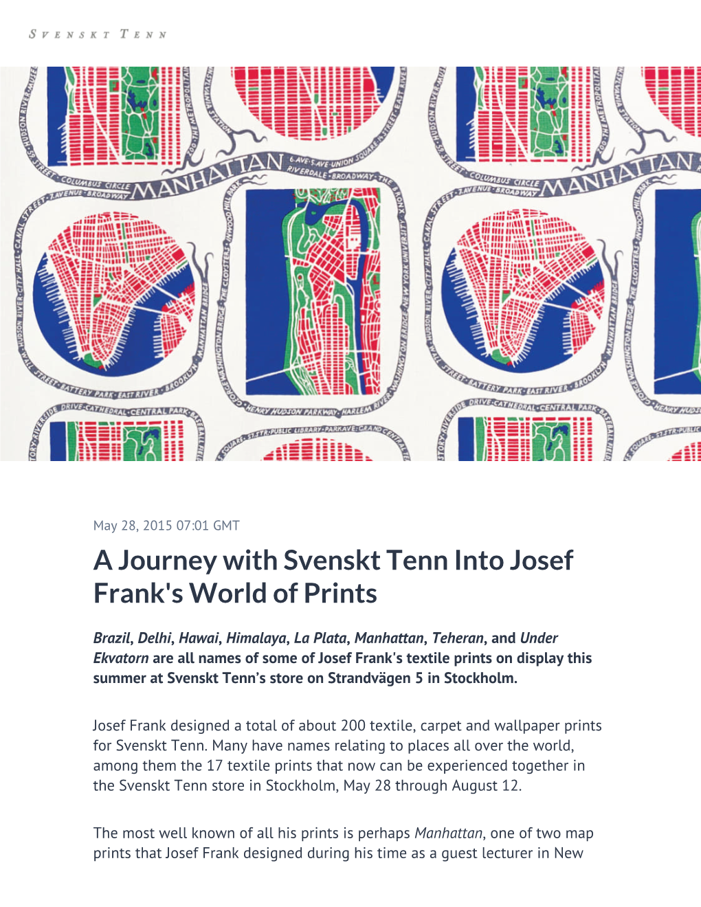 A Journey with Svenskt Tenn Into Josef Frank's World of Prints