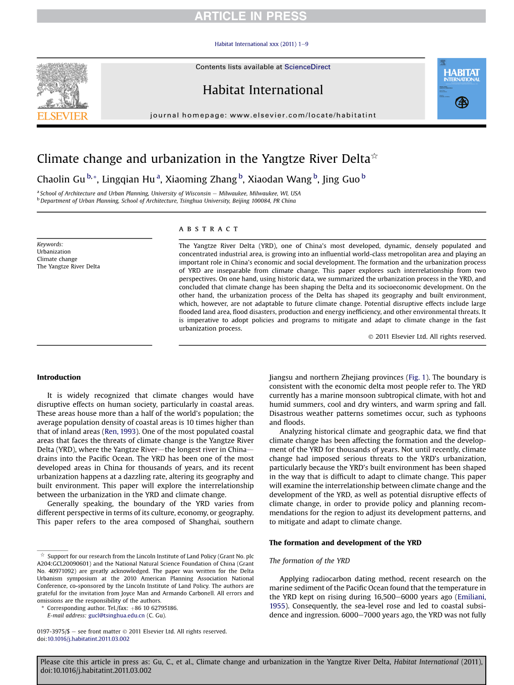 Climate Change and Urbanization in the Yangtze River Deltaq