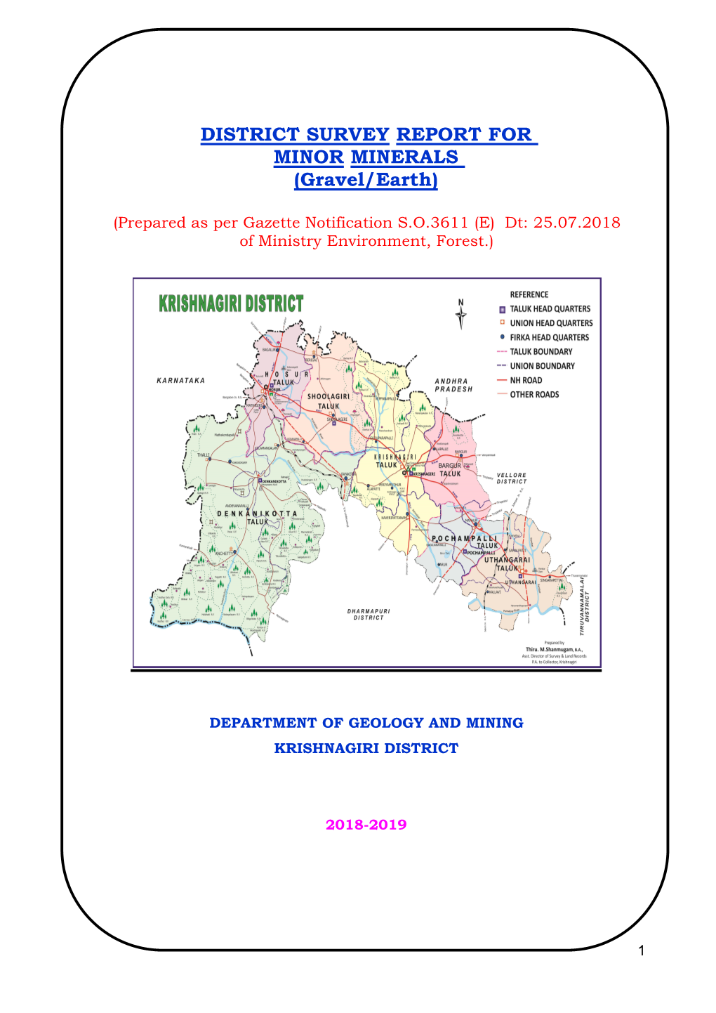 DISTRICT SURVEY REPORT for MINOR MINERALS (Gravel/Earth)