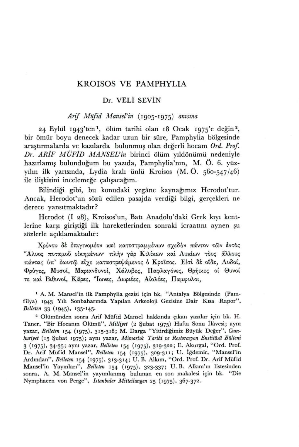 Kroisos Ve Pamphylia