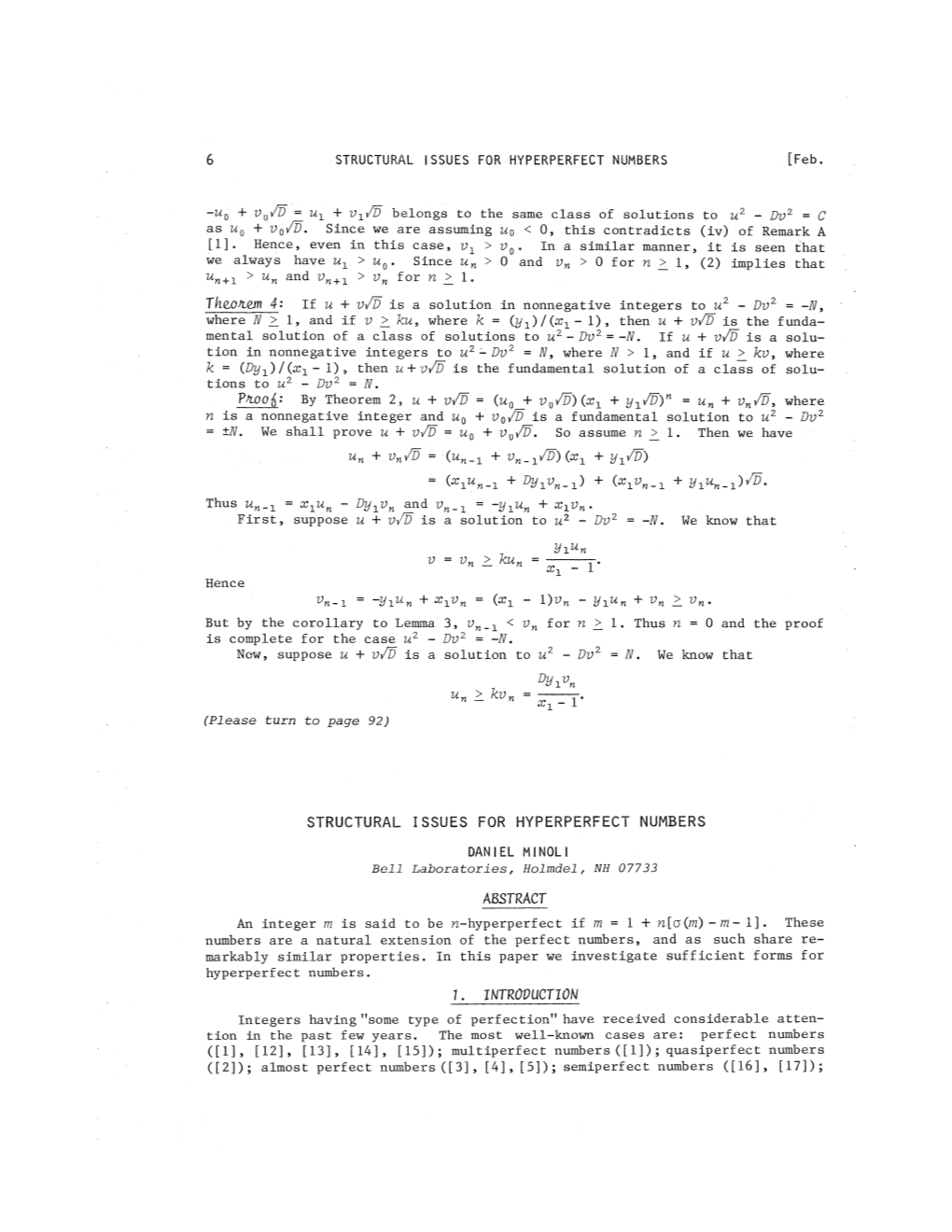 STRUCTURAL ISSUES for HYPERPERFECT NUMBERS [Feb