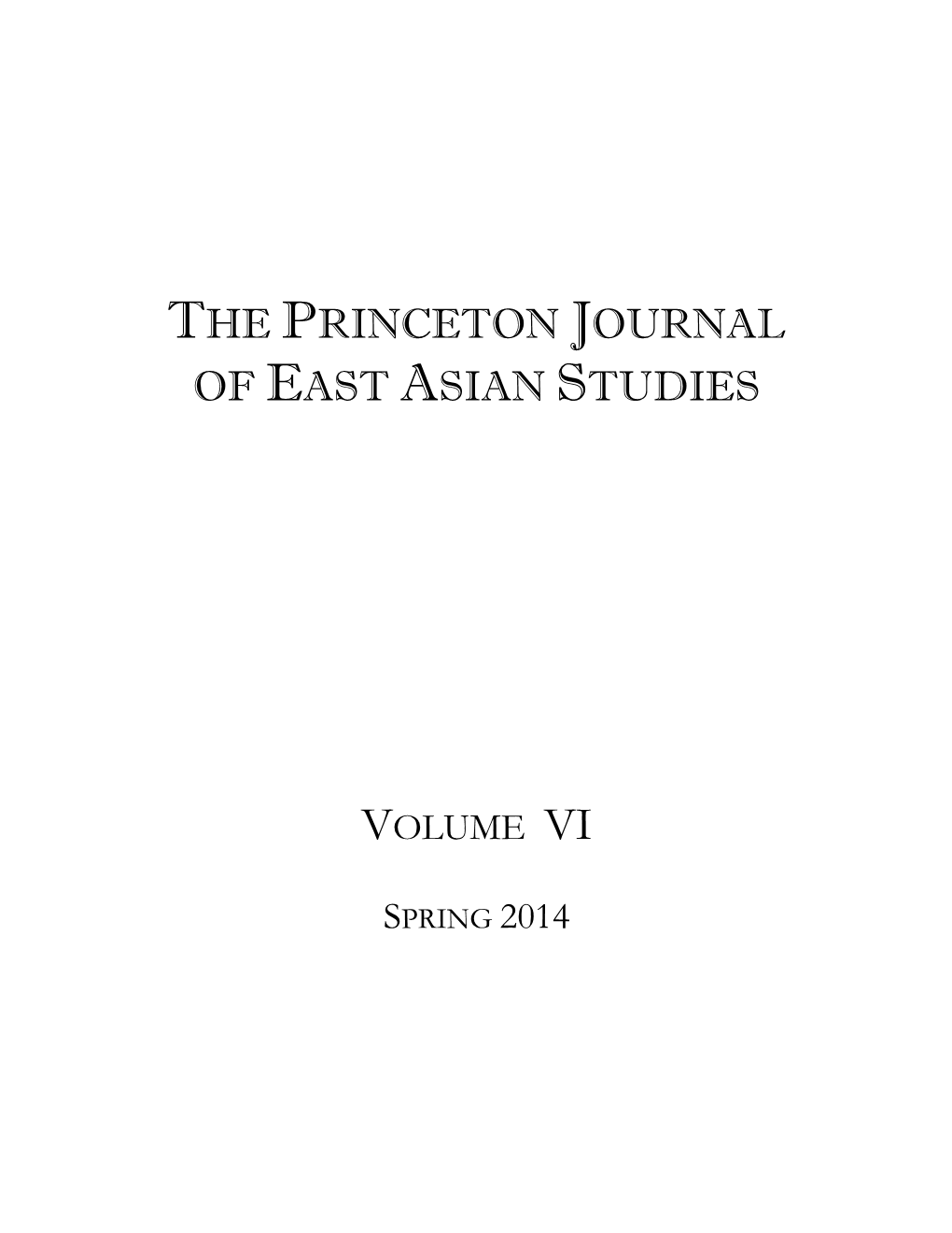 The Princeton Journal of East Asian Studies