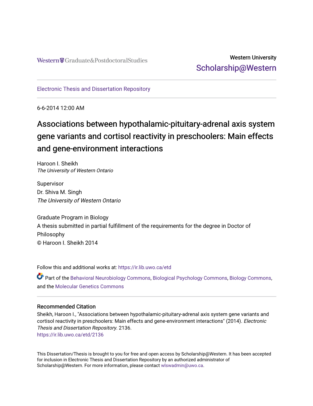 Associations Between Hypothalamic-Pituitary-Adrenal Axis System Gene Variants and Cortisol Reactivity in Preschoolers: Main Effects and Gene-Environment Interactions