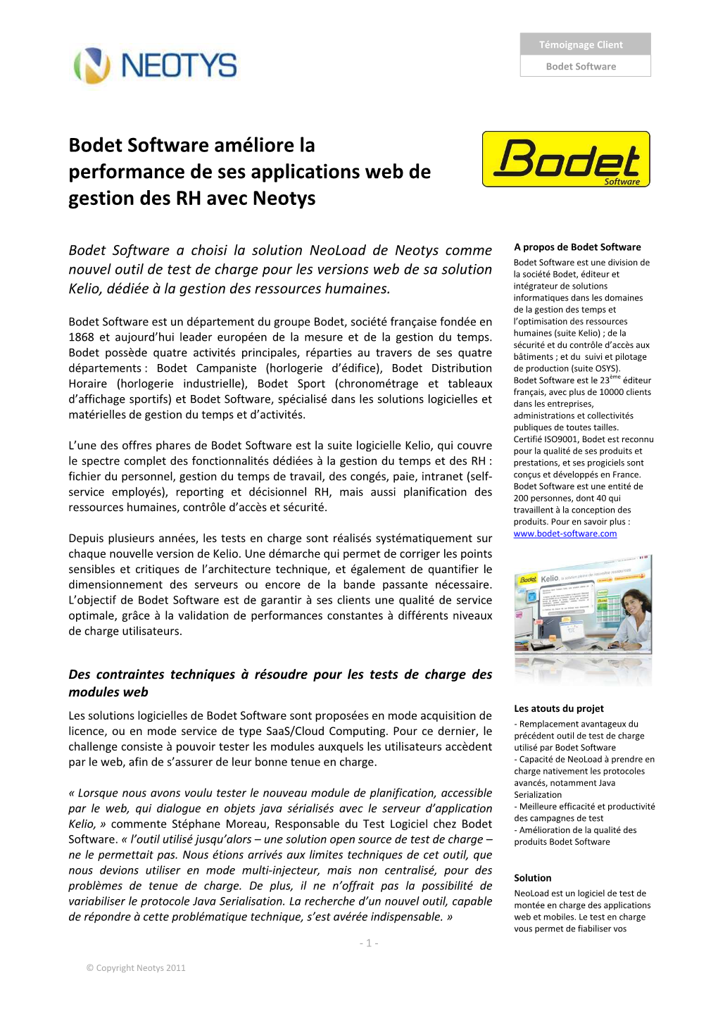 Bodet Software Améliore La Performance De Ses Applications Web De Gestion Des RH Avec Neotys