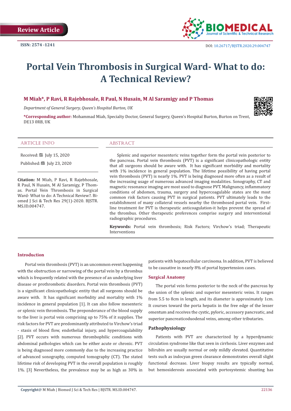 Portal Vein Thrombosis in Surgical Ward- What to Do: a Technical Review?