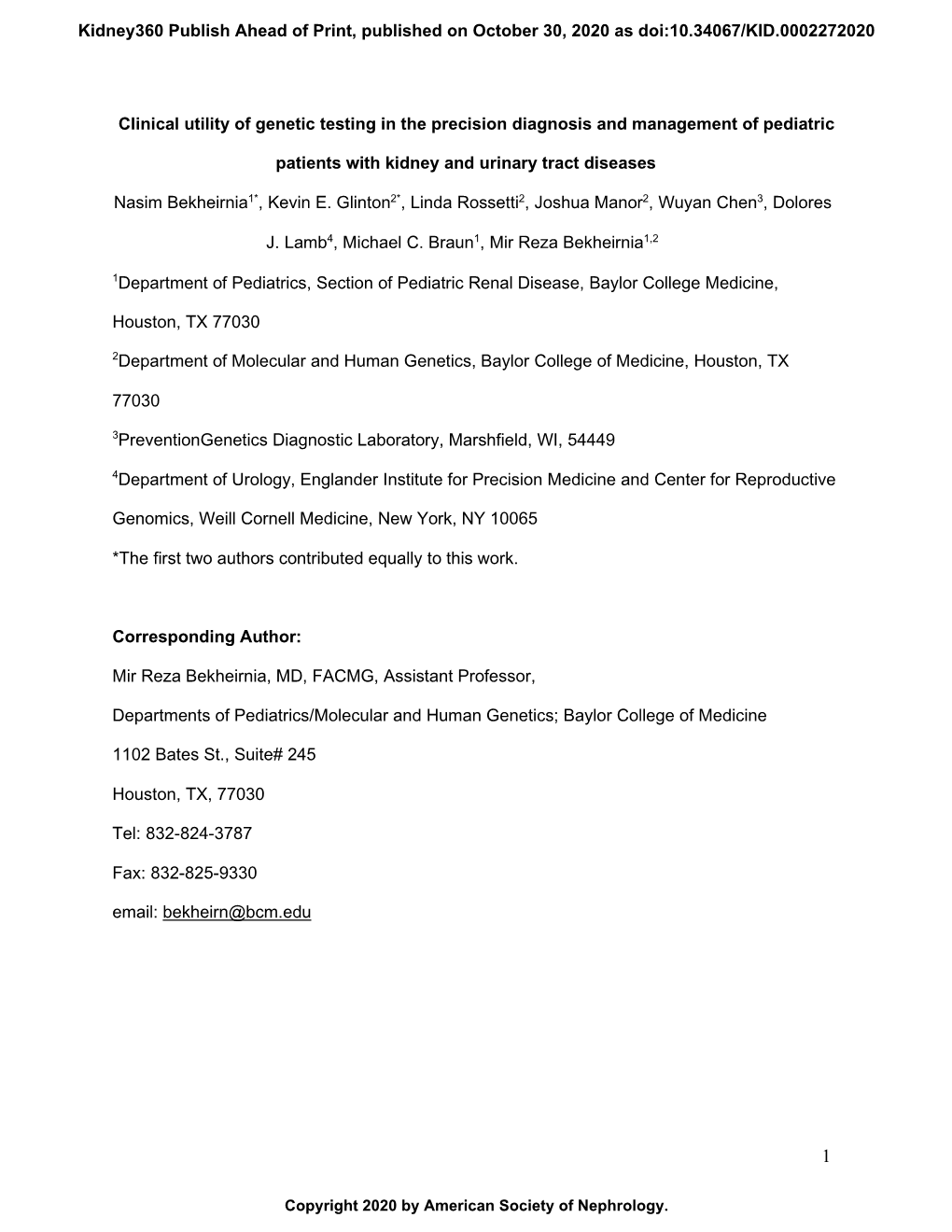 Clinical Utility of Genetic Testing in the Precision Diagnosis and Management of Pediatric