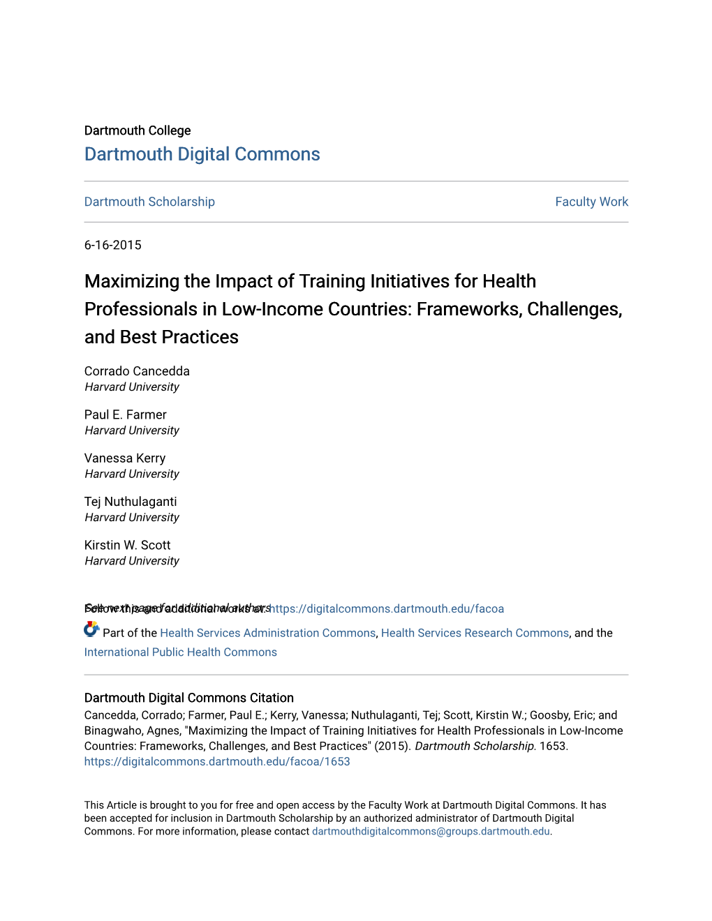 Maximizing the Impact of Training Initiatives for Health Professionals in Low-Income Countries: Frameworks, Challenges, and Best Practices