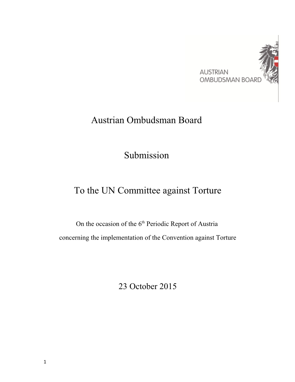 To the UN Committee Against Torture