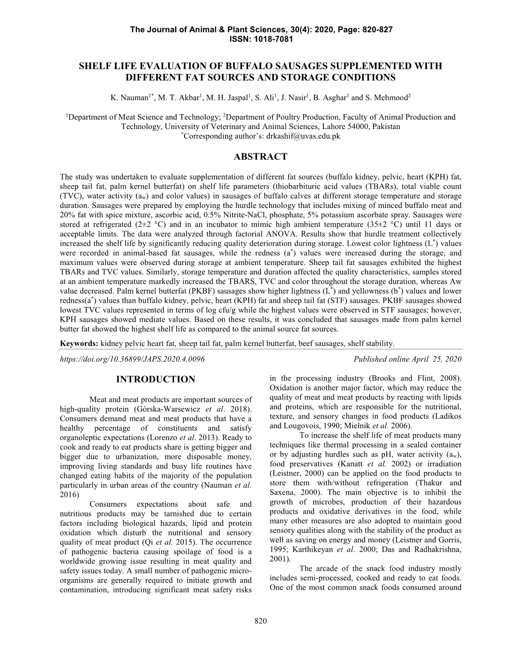 Shelf Life Evaluation of Buffalo Sausages Supplemented with Different Fat Sources and Storage Conditions