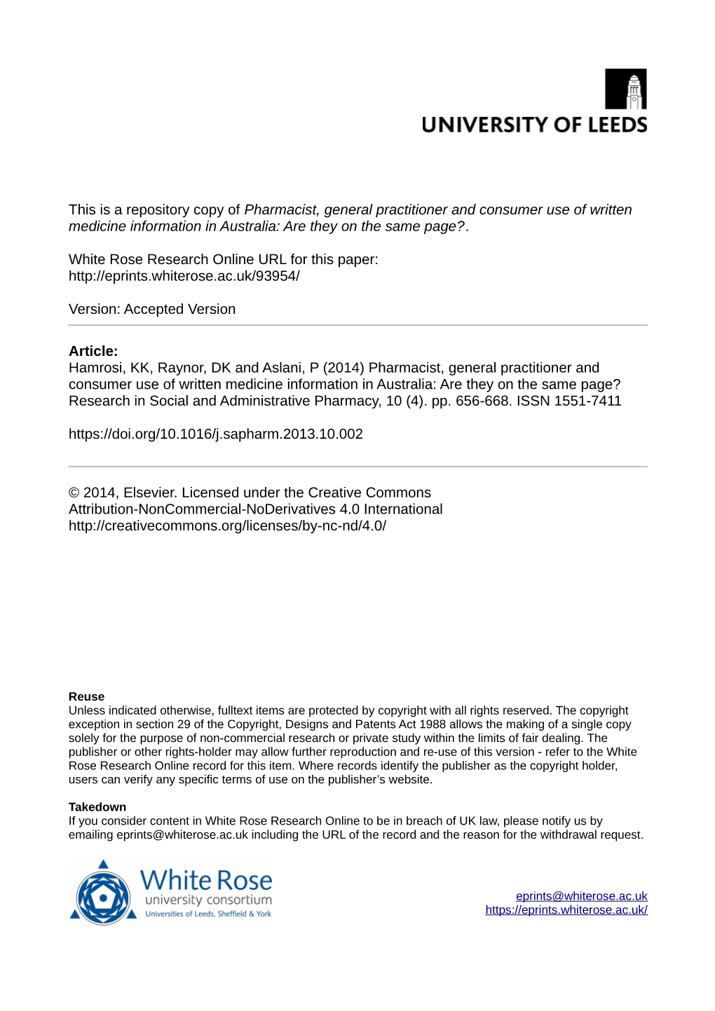 Pharmacist, General Practitioner and Consumer Use of Written Medicine Information in Australia: Are They on the Same Page?