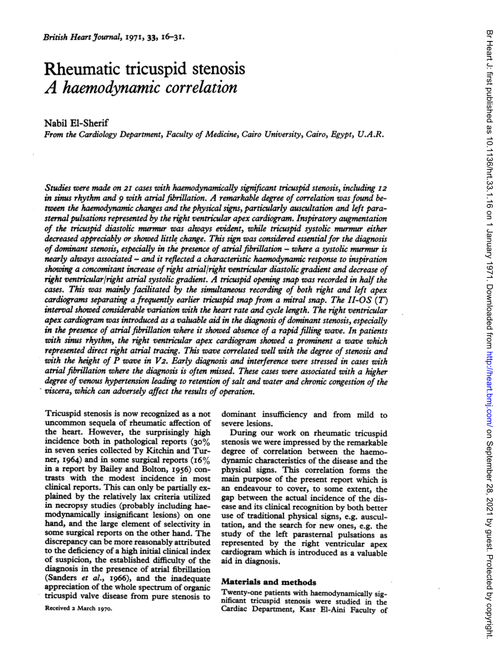 A Haemodynamic Correlation