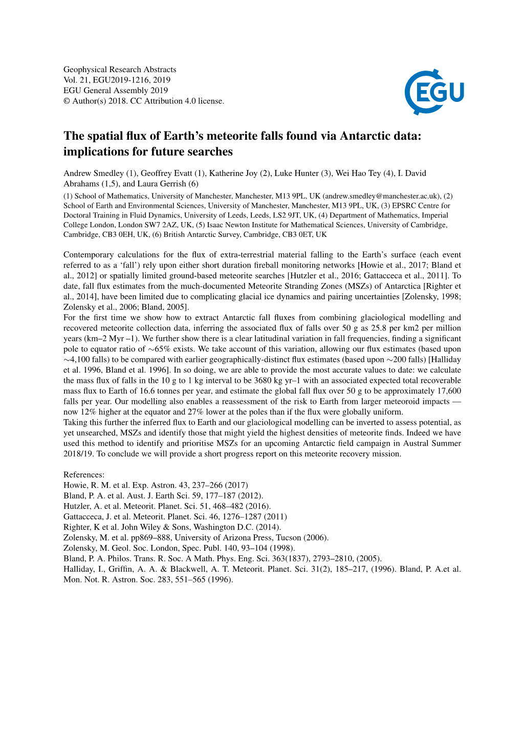 The Spatial Flux of Earth's Meteorite Falls Found Via Antarctic Data