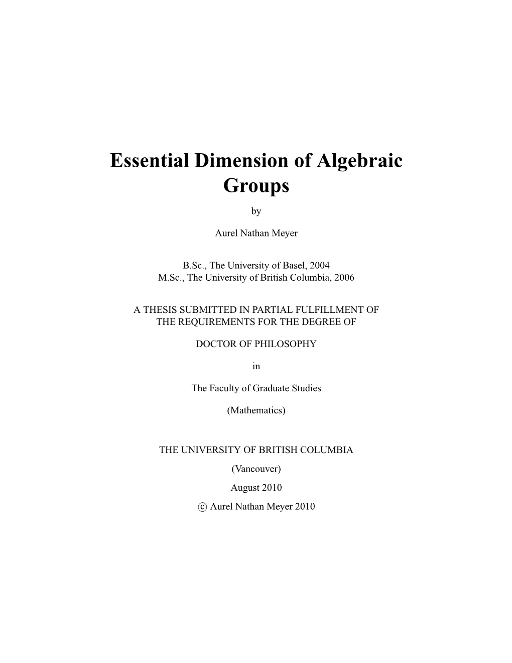 Essential Dimension of Algebraic Groups By