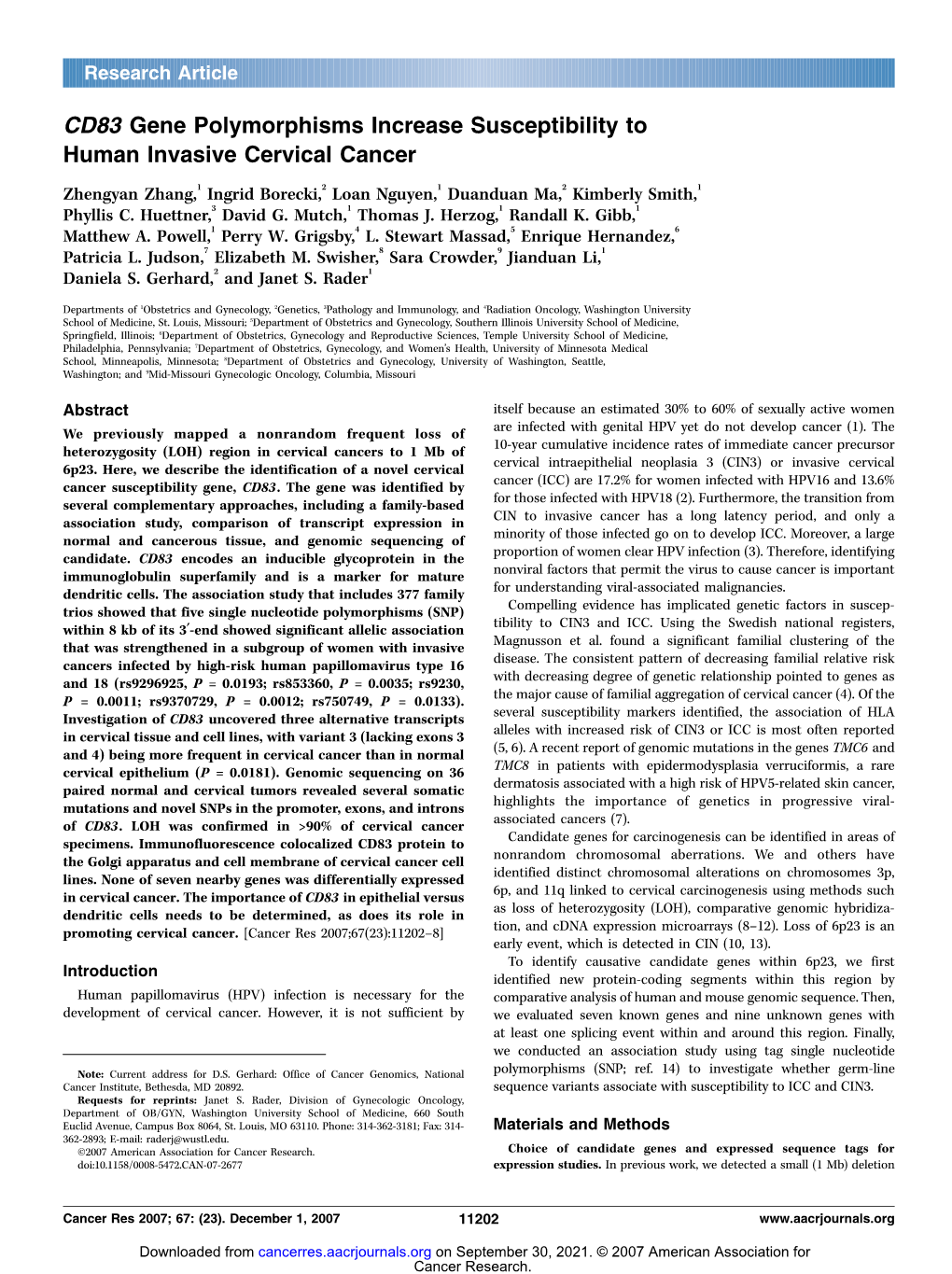 CD83 Gene Polymorphisms Increase Susceptibility to Human Invasive Cervical Cancer