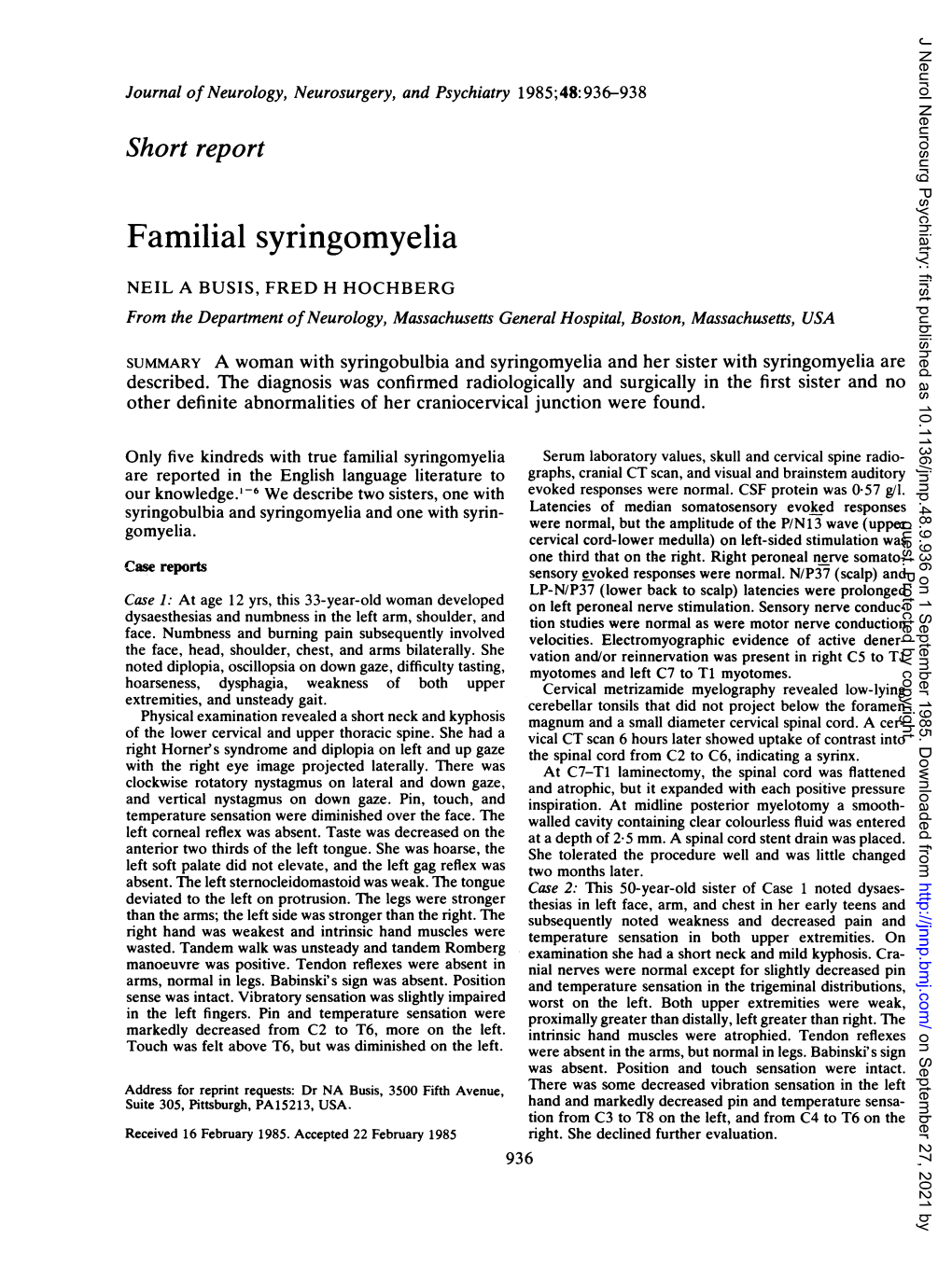 Familial Syringomyelia