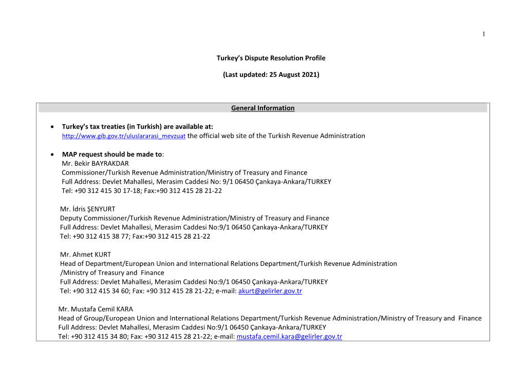 Turkey Dispute Resolution Country Profile