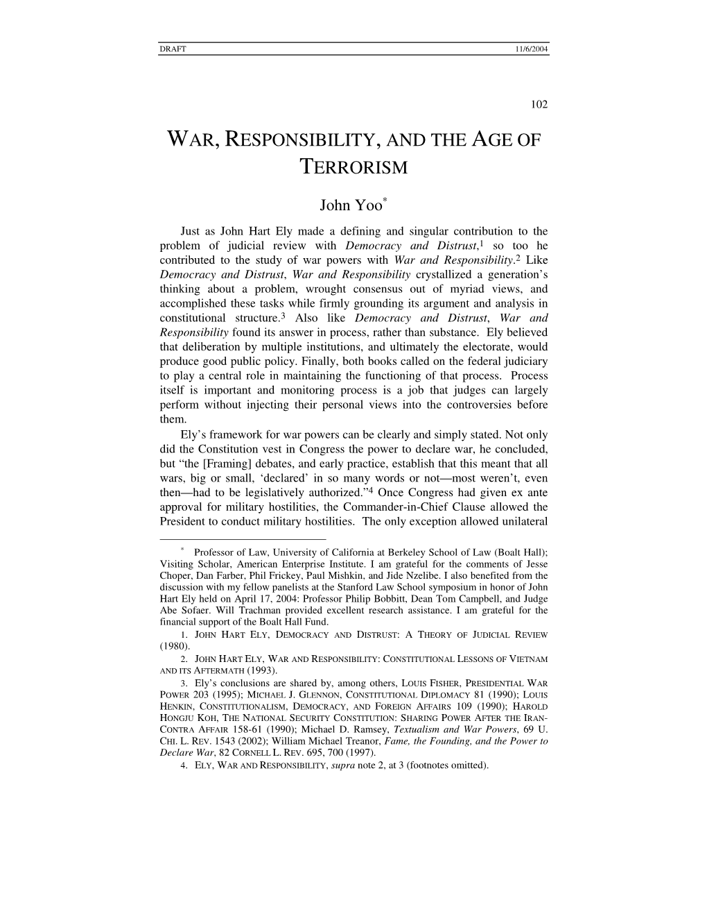 War, Responsibility, and the Age of Terrorism