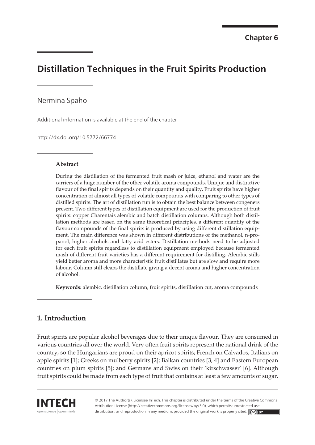 Distillation Techniques in the Fruit Spirits Production