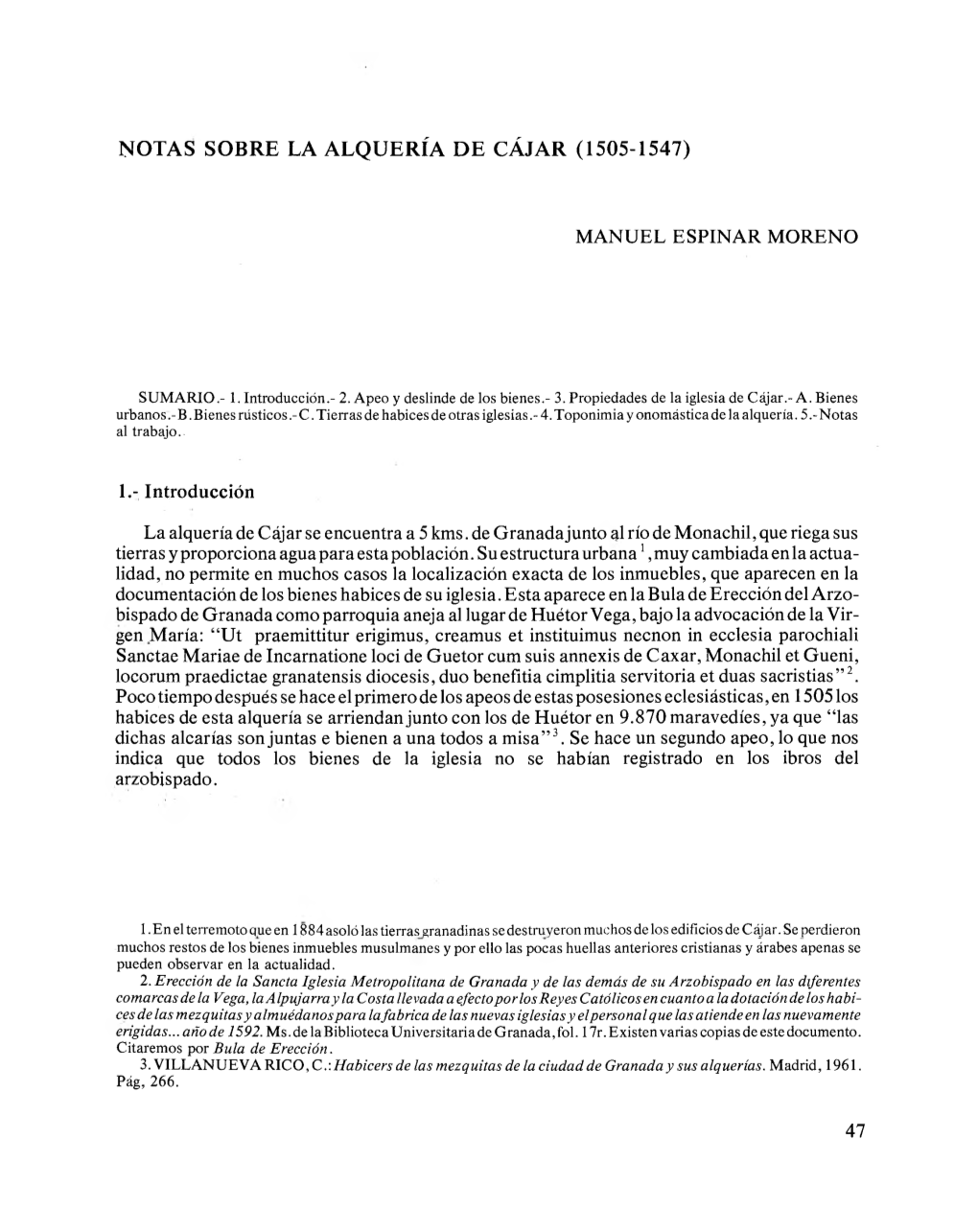 Notas Sobre La Alquería De Cájar (1505-1547)