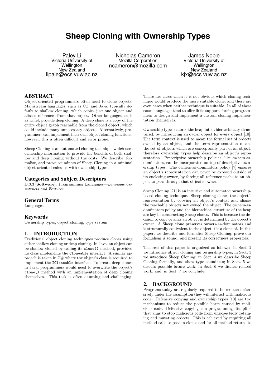 Sheep Cloning with Ownership Types