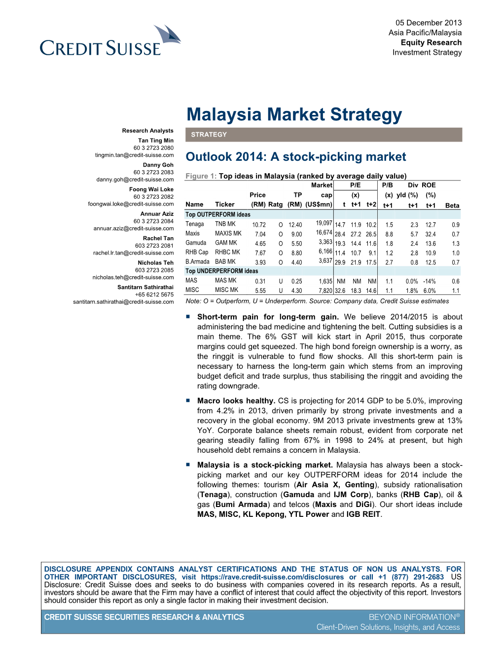 Malaysia Equity Research Investment Strategy