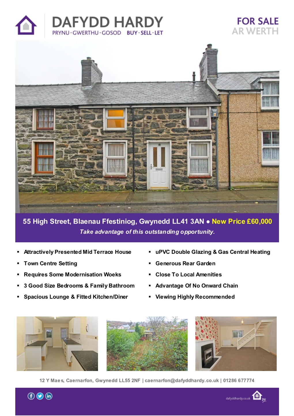 55 High Street, Blaenau Ffestiniog, Gwynedd LL41 3AN New Price