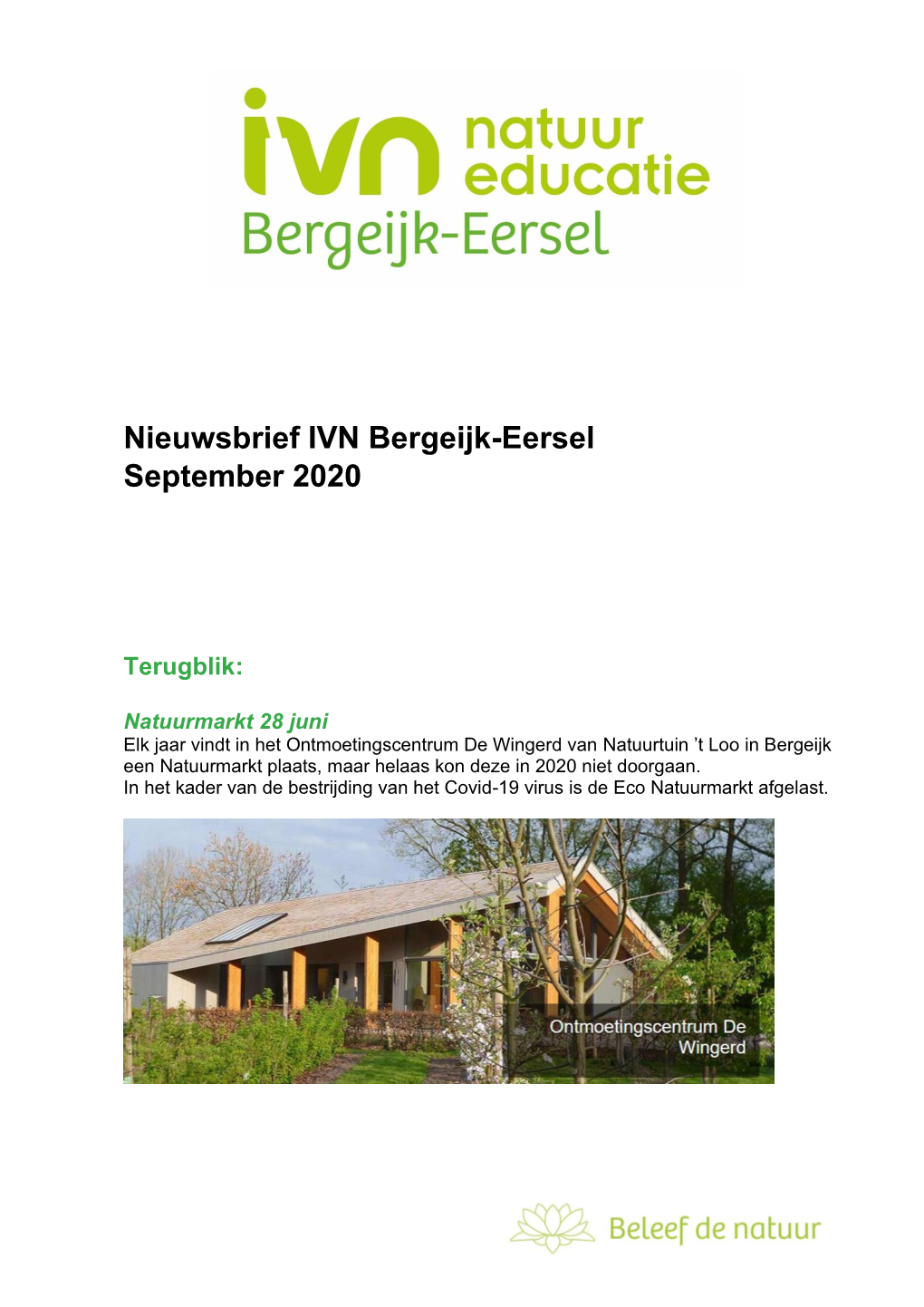 Nieuwsbrief IVN Bergeijk-Eersel September 2020