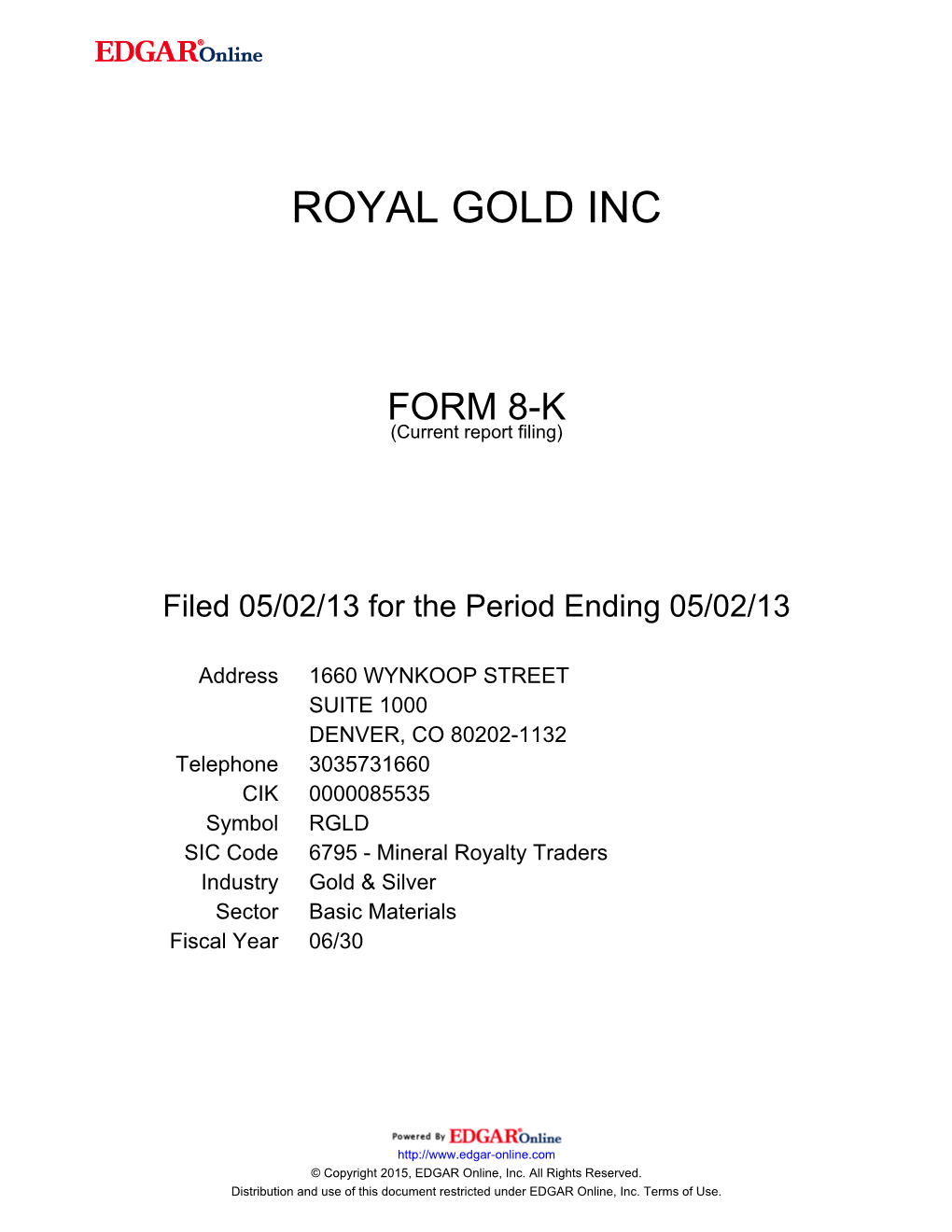 Royal Gold Inc