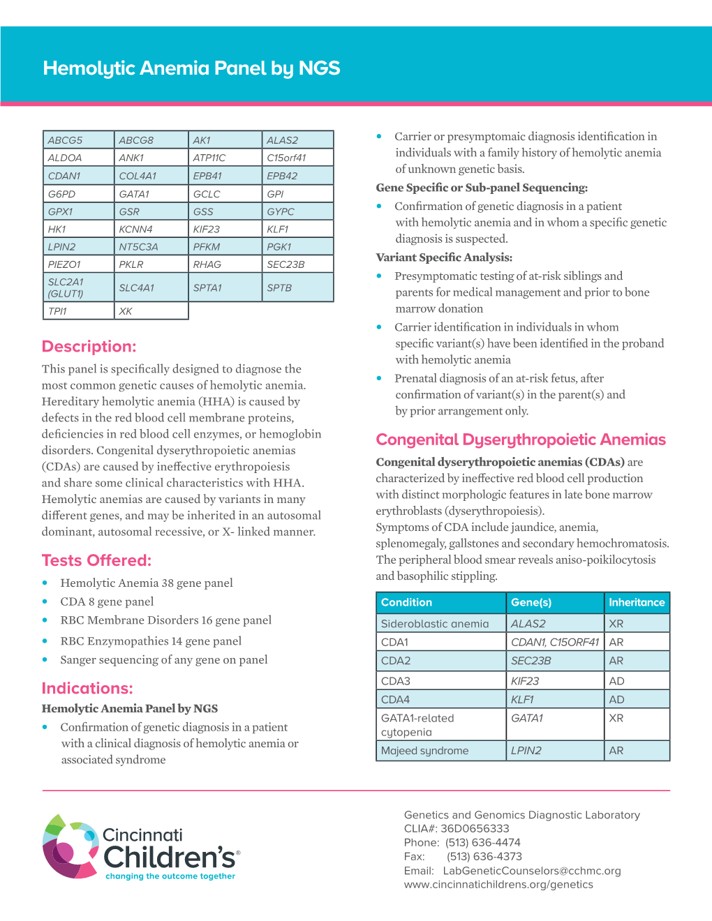 Hemolytic and Dyserythropoietic Anemia Genetic Testing