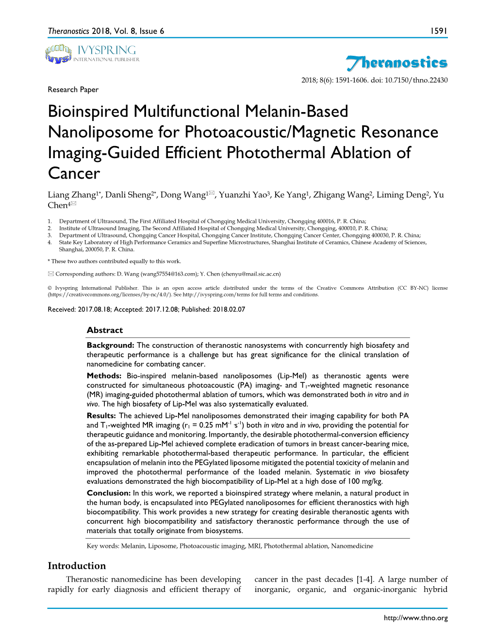 Theranostics Bioinspired Multifunctional Melanin-Based